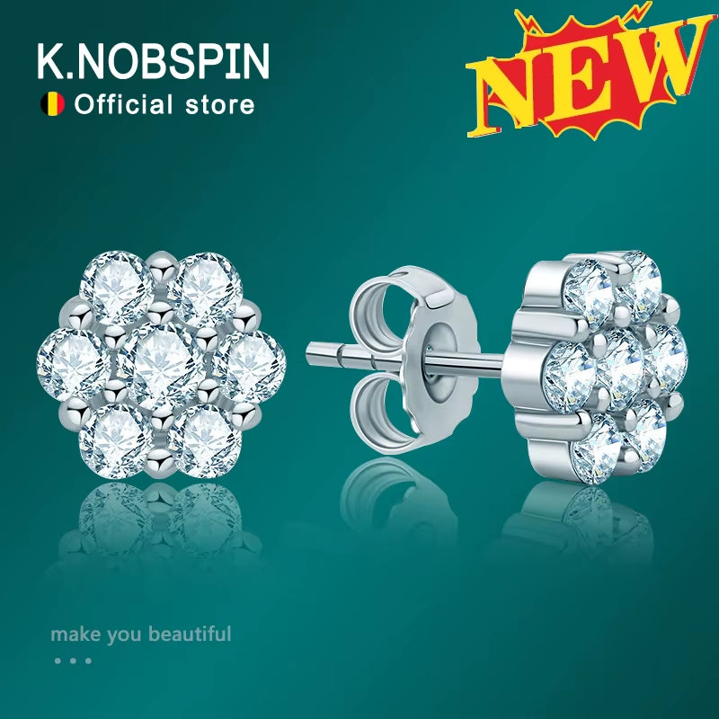 Moissanite Stud Earrings 18K White Gold Plated Sterling Silver D VVS1 round Lab Diamond Ear Studs for Women Men