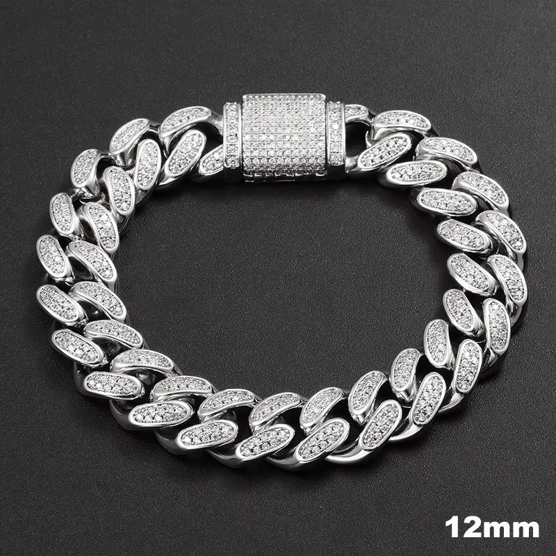 D VVS All Moissanite Cuban Hip Hop Bracelet for Men 6/8/10/12/14/20Mm Full Diamond 925 Sterling Silver Teen Girls Iced Out Chain