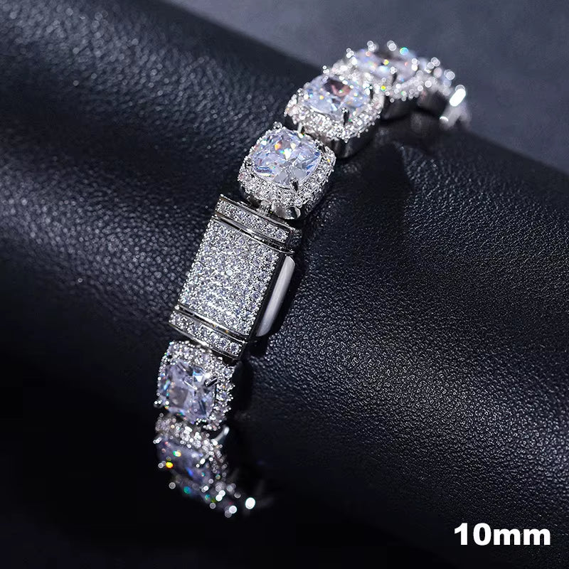 D VVS All Moissanite Cuban Hip Hop Bracelet for Men 6/8/10/12/14/20Mm Full Diamond 925 Sterling Silver Teen Girls Iced Out Chain