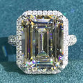 Classic 925 Sterling Silver VVS 3EX 10CT Emerald Cut Simulated Moissanite Gemstone Engagement Women Rings Fine Jewelry