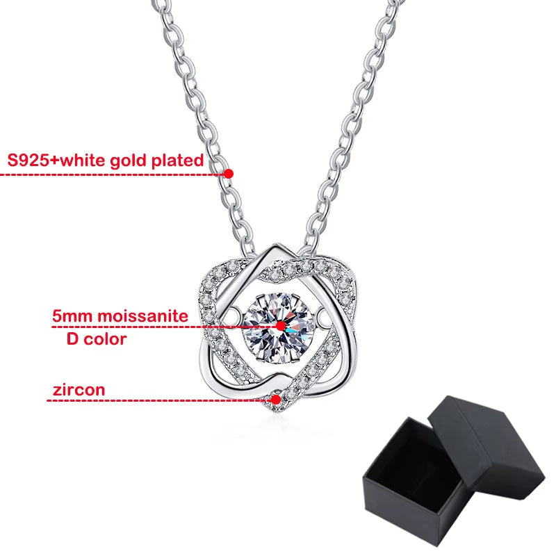 0.5Ct GRA Moissanite Necklace for Women Sparkling Simulated Diamond Pendant Beating Heart S925 Silver Fine Jewelry Gift
