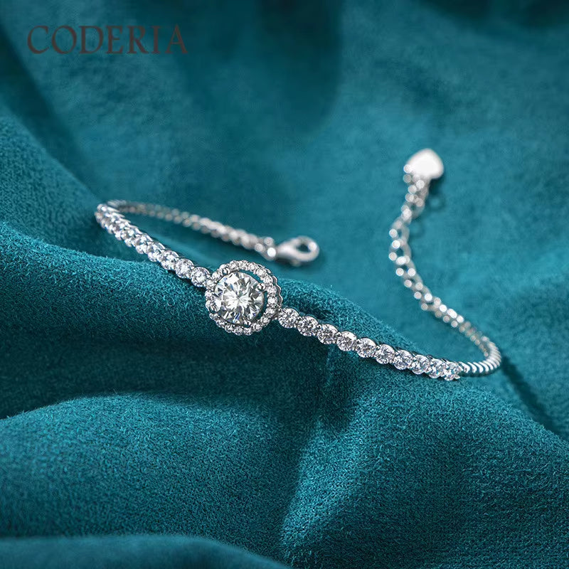 High Sterling Silver Solid Bracelet 0.5 Carat Moissanite Women Girls Bracelet Suitable for Birthday Party Gifts Luxury Jewelry