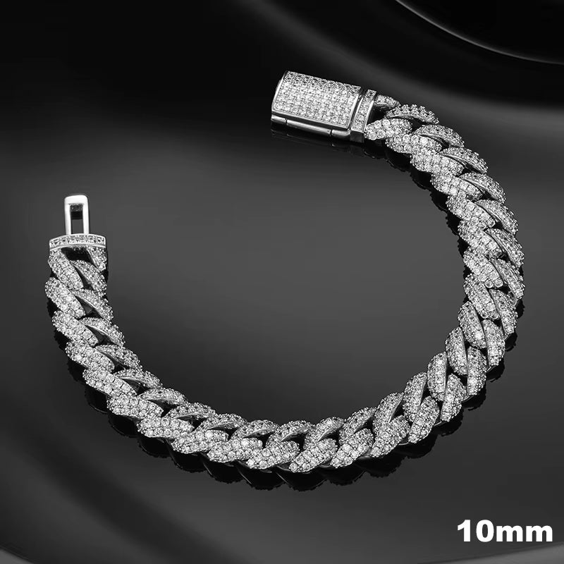 D VVS All Moissanite Cuban Hip Hop Bracelet for Men 6/8/10/12/14/20Mm Full Diamond 925 Sterling Silver Teen Girls Iced Out Chain