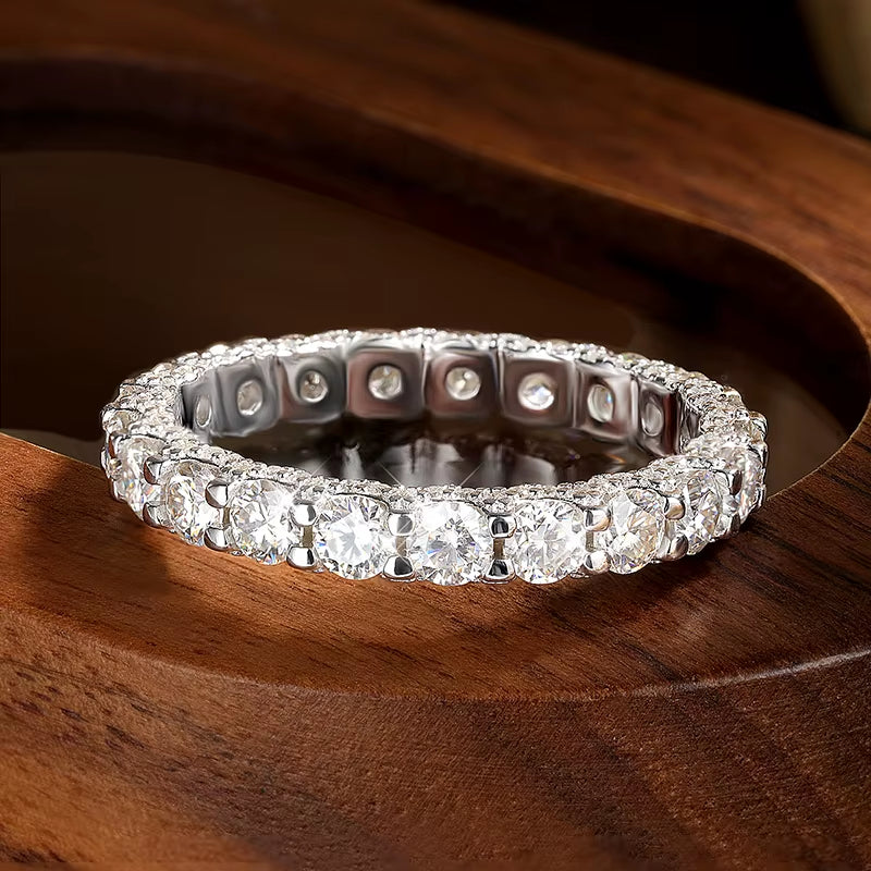 2.5Ct D Color Moissanite Ring for Woman Wedding Jewelry with GRA 925 Sterling Sliver Plated 18K White Gold Wedding Band