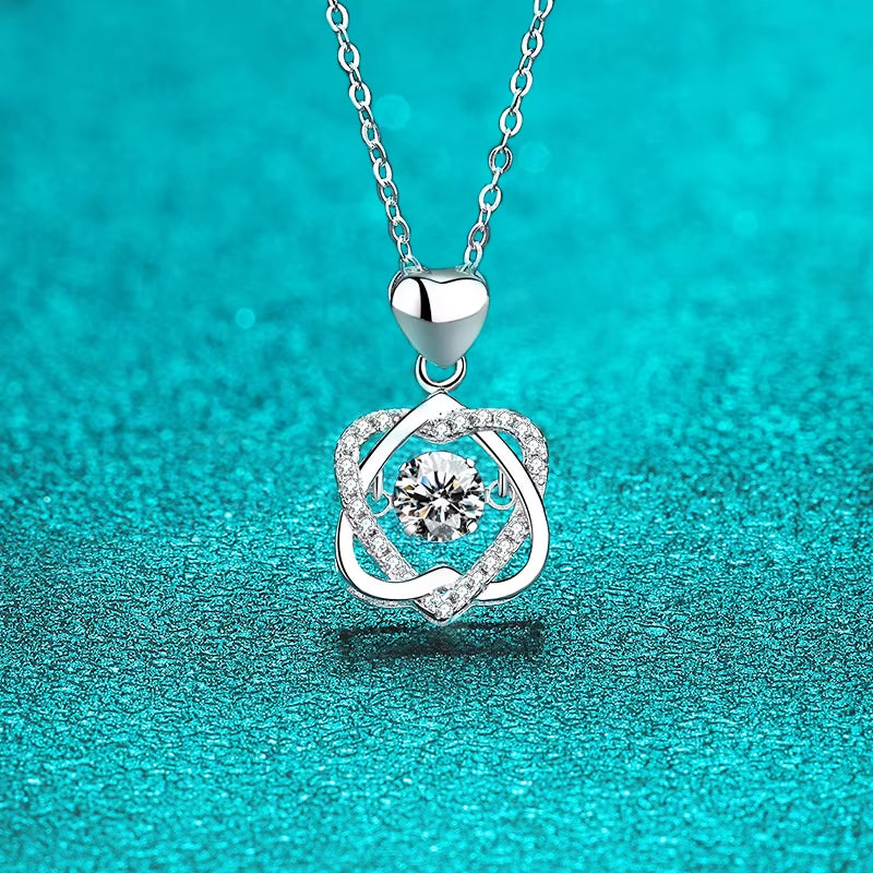 0.5Ct GRA Moissanite Necklace for Women Sparkling Simulated Diamond Pendant Beating Heart S925 Silver Fine Jewelry Gift