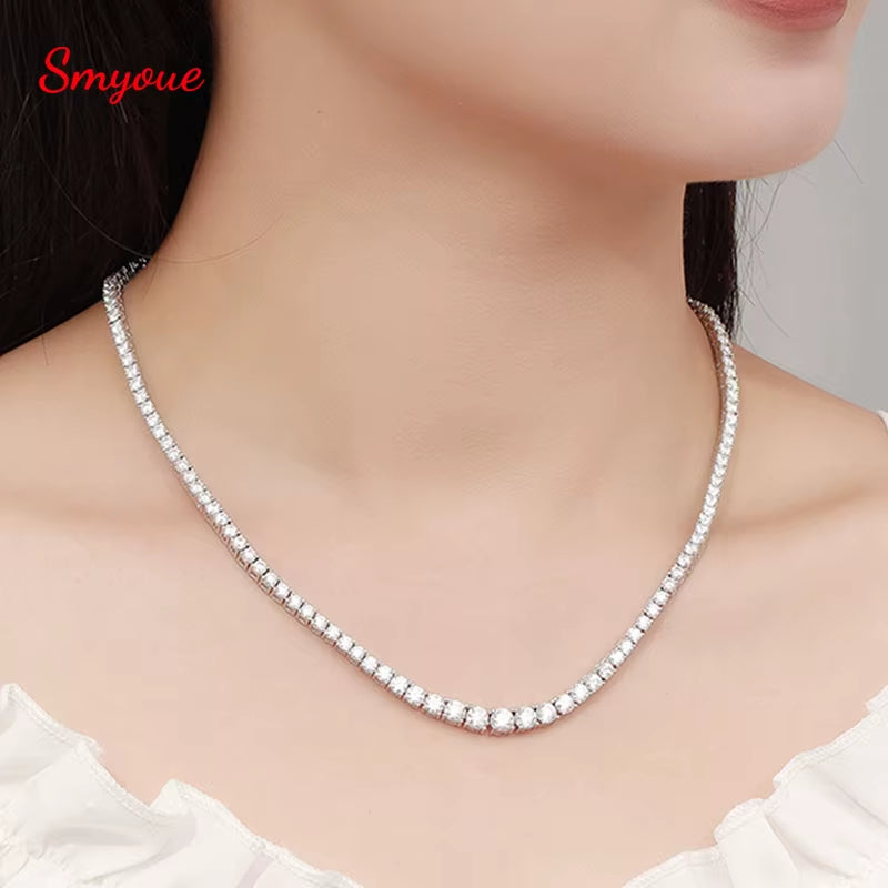 14-24Inch All Moissanite Tennis Necklace for Men Women 100% Solid Silver Plated 18K Gold Praty Luxury Quality Jewelry GRA