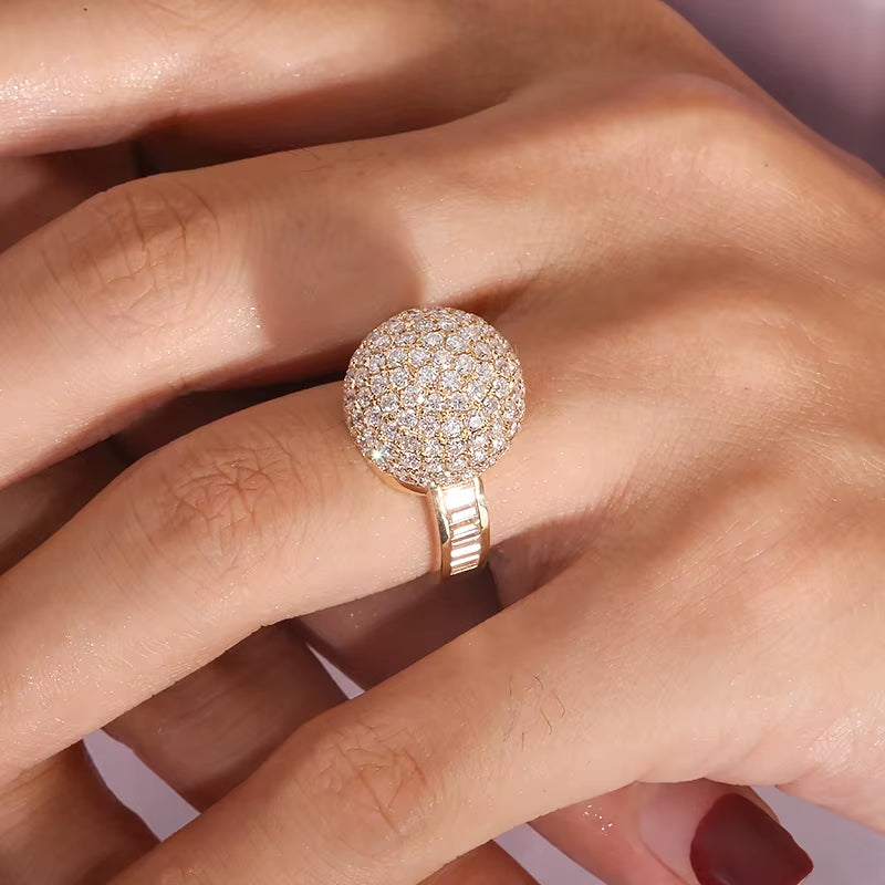 AEAW Solid 10K White Yellow Gold DF Color Moissanite Engagement Ring Ball Moissanite Band for Women Ladies Ring