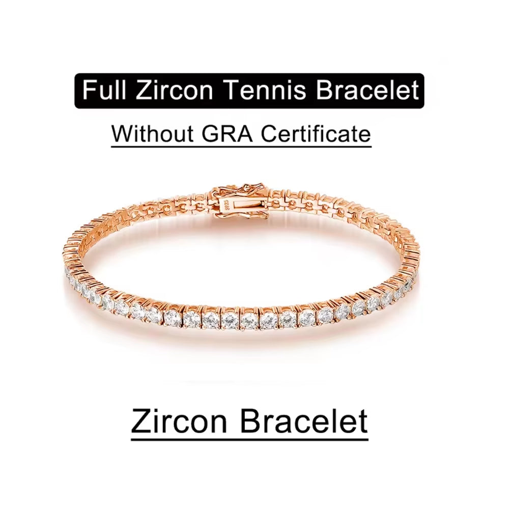 Serenity 3Mm 4Mm 5Mm Moissanite Tennis Bracelet for Women Man Gift S925 Sterling Silver Plated 18K Moissanite Hand Chain Jewelry