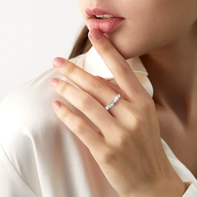 2.5Ct D Color Moissanite Ring for Woman Wedding Jewelry with GRA 925 Sterling Sliver Plated 18K White Gold Wedding Band