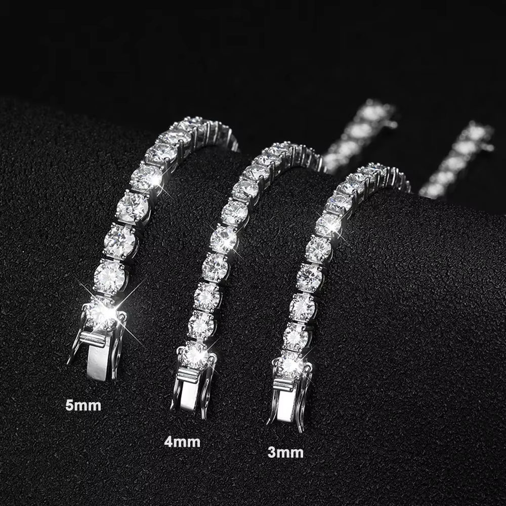 Serenity 3Mm 4Mm 5Mm Moissanite Tennis Bracelet for Women Man Gift S925 Sterling Silver Plated 18K Moissanite Hand Chain Jewelry
