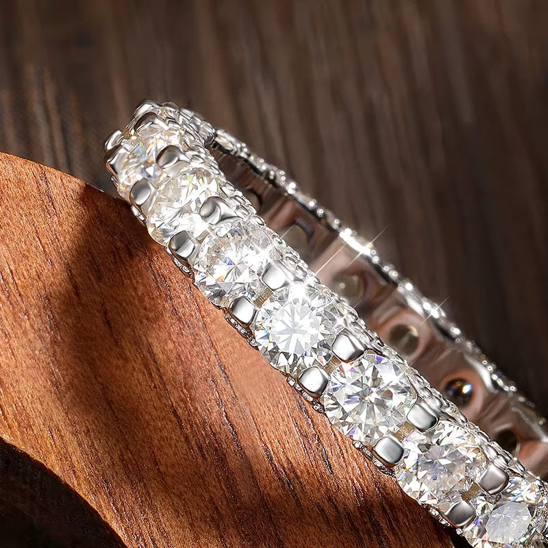 2.5Ct D Color Moissanite Ring for Woman Wedding Jewelry with GRA 925 Sterling Sliver Plated 18K White Gold Wedding Band