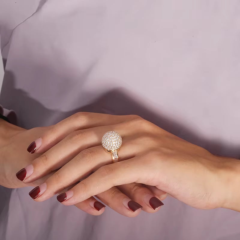 AEAW Solid 10K White Yellow Gold DF Color Moissanite Engagement Ring Ball Moissanite Band for Women Ladies Ring