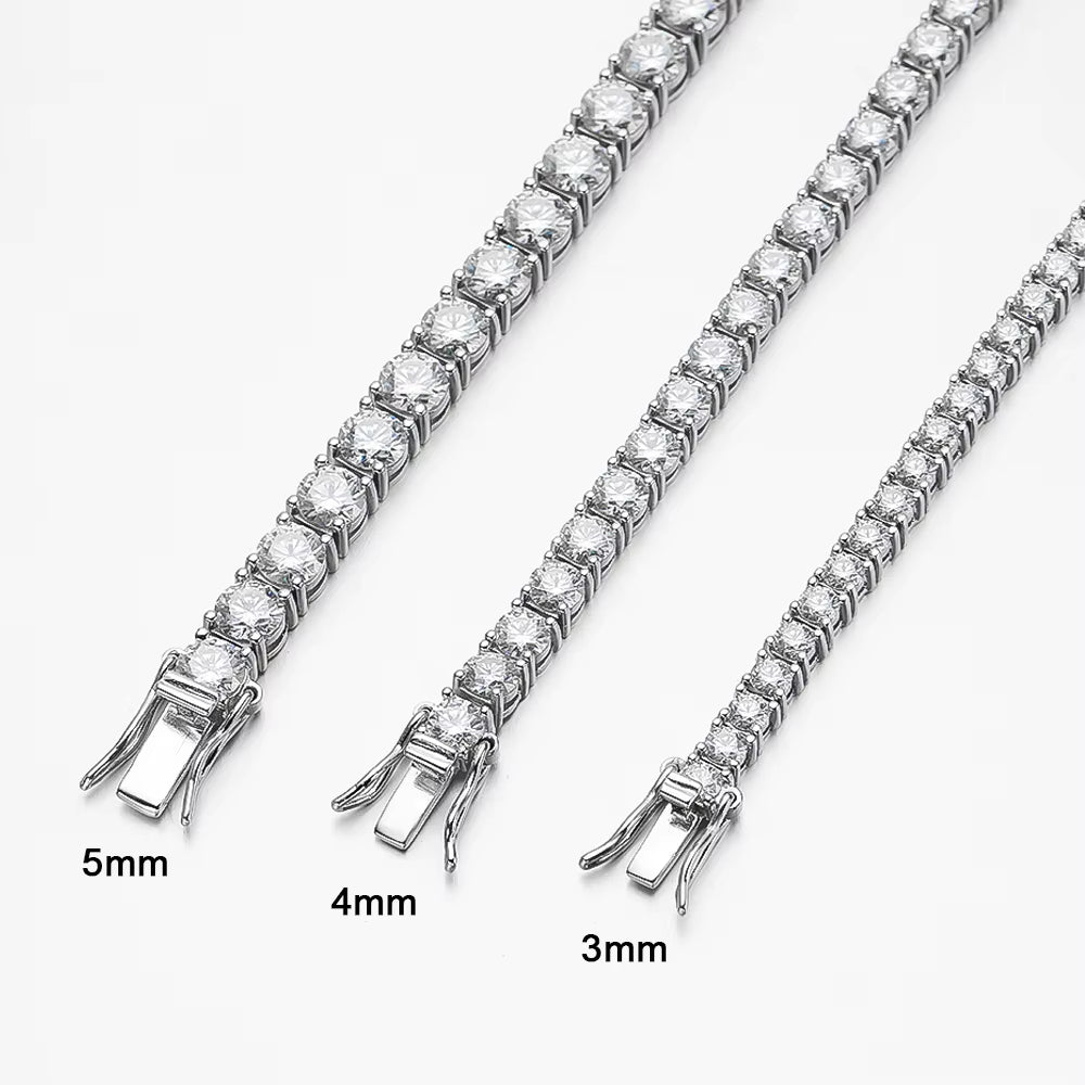 Serenity 3Mm 4Mm 5Mm Moissanite Tennis Bracelet for Women Man Gift S925 Sterling Silver Plated 18K Moissanite Hand Chain Jewelry
