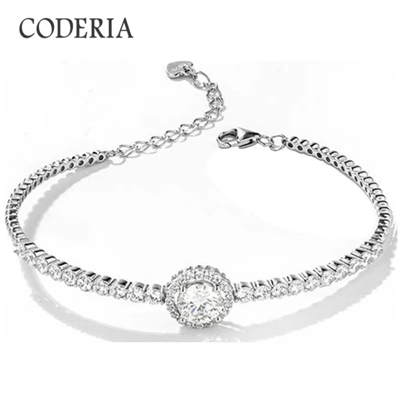 High Sterling Silver Solid Bracelet 0.5 Carat Moissanite Women Girls Bracelet Suitable for Birthday Party Gifts Luxury Jewelry