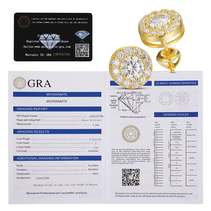 925 Sterling Silver Real Moissanite Stone round Stud  Men Fashion Jewelry 2021 Pass Diamond Test ICEOUTBOX