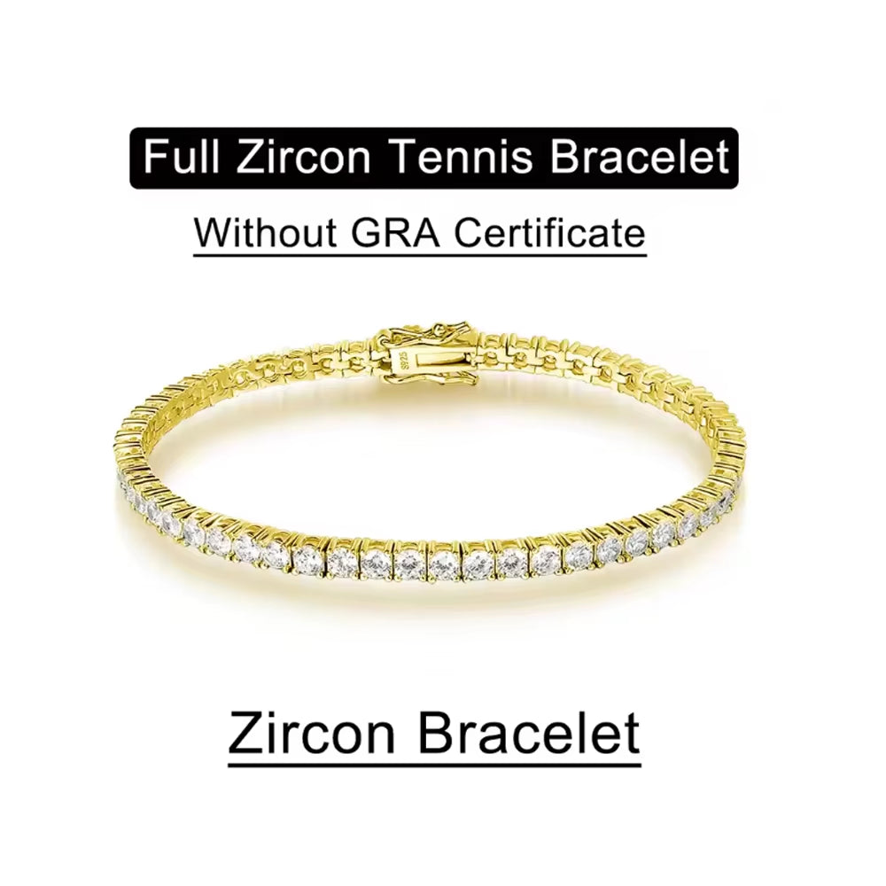 Serenity 3Mm 4Mm 5Mm Moissanite Tennis Bracelet for Women Man Gift S925 Sterling Silver Plated 18K Moissanite Hand Chain Jewelry