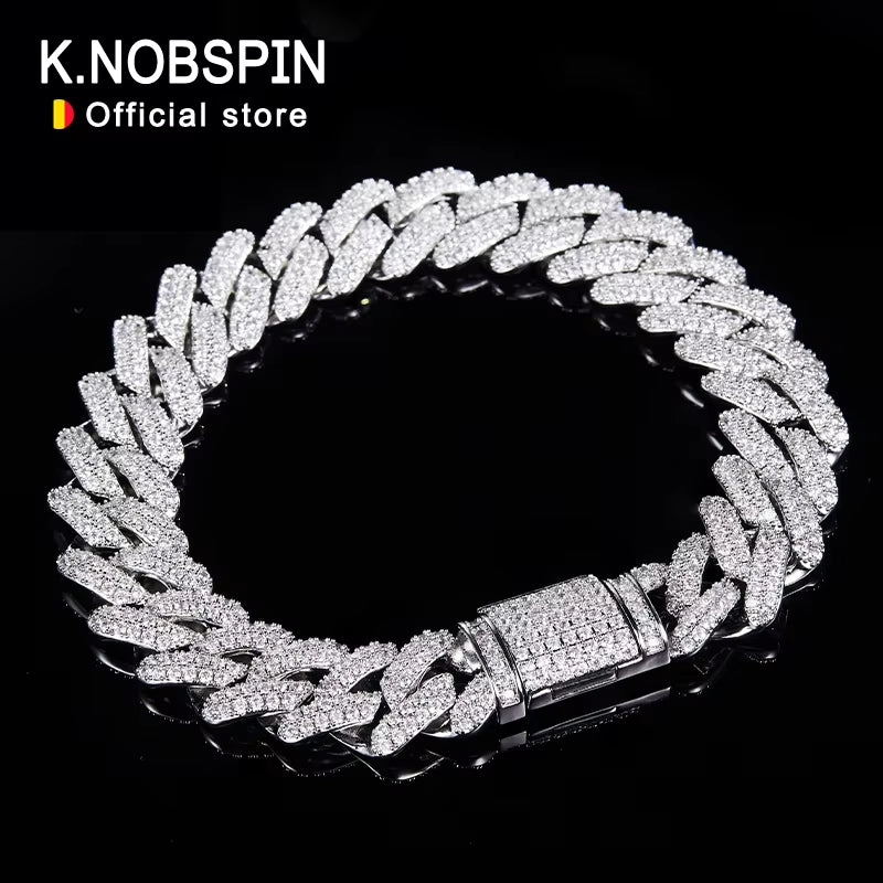 All Moissanite Cuban Hip Hop Bracelet for Men 6Mm 8Mm Full Diamond with GRA 925 Sterling Silver Teen Girls Chain
