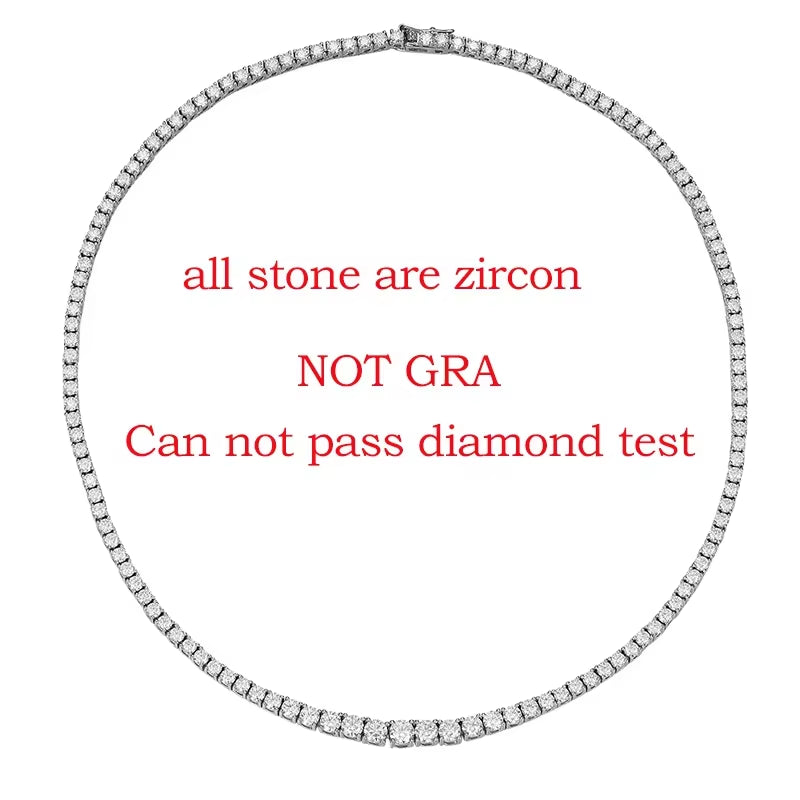 14-24Inch All Moissanite Tennis Necklace for Men Women 100% Solid Silver Plated 18K Gold Praty Luxury Quality Jewelry GRA