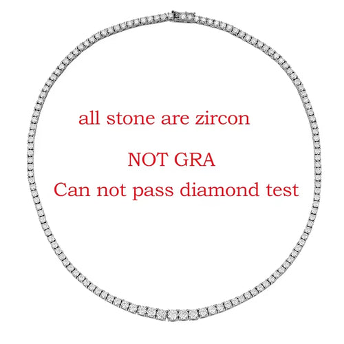 14-24Inch All Moissanite Tennis Necklace for Men Women 100% Solid Silver Plated 18K Gold Praty Luxury Quality Jewelry GRA