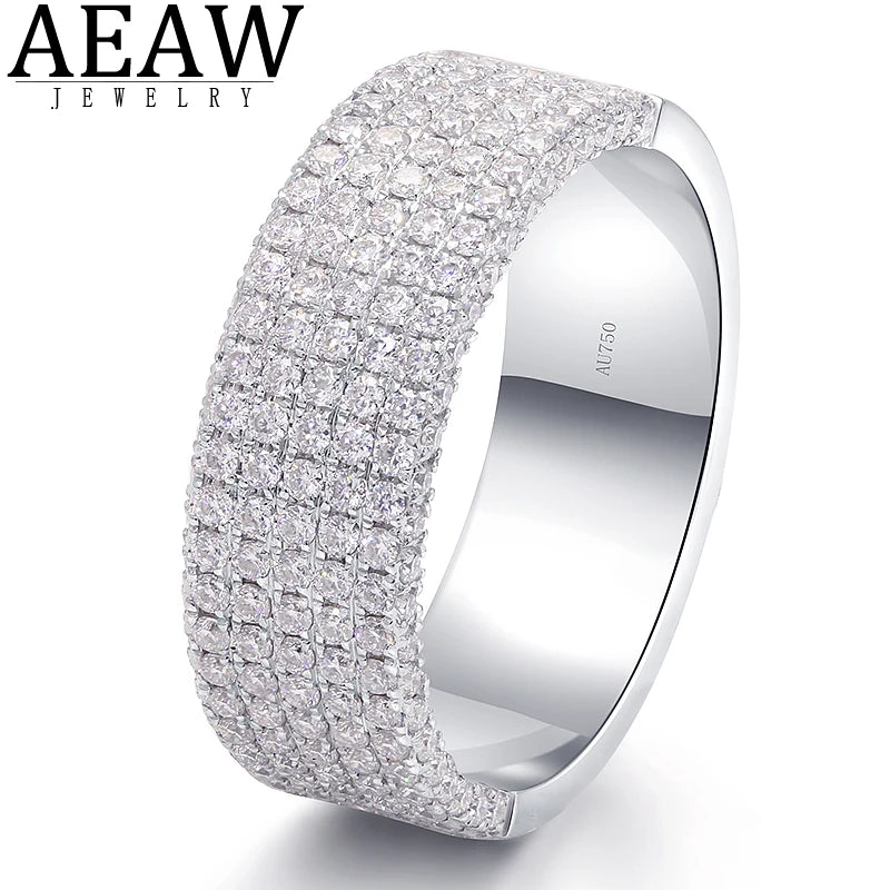 AEAW Moissanite 14K 10K White Gold Ring for Women Men Luxury Ring for Engagement Wedding Party