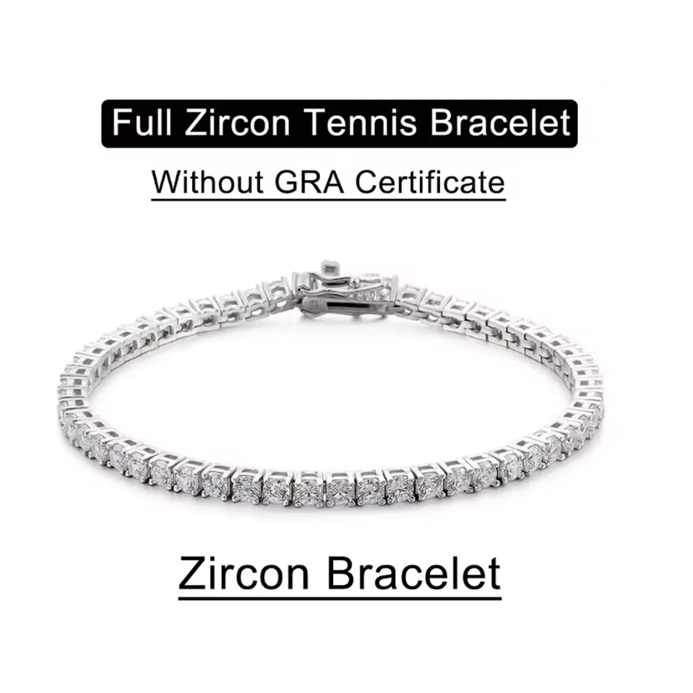 Serenity 3Mm 4Mm 5Mm Moissanite Tennis Bracelet for Women Man Gift S925 Sterling Silver Plated 18K Moissanite Hand Chain Jewelry