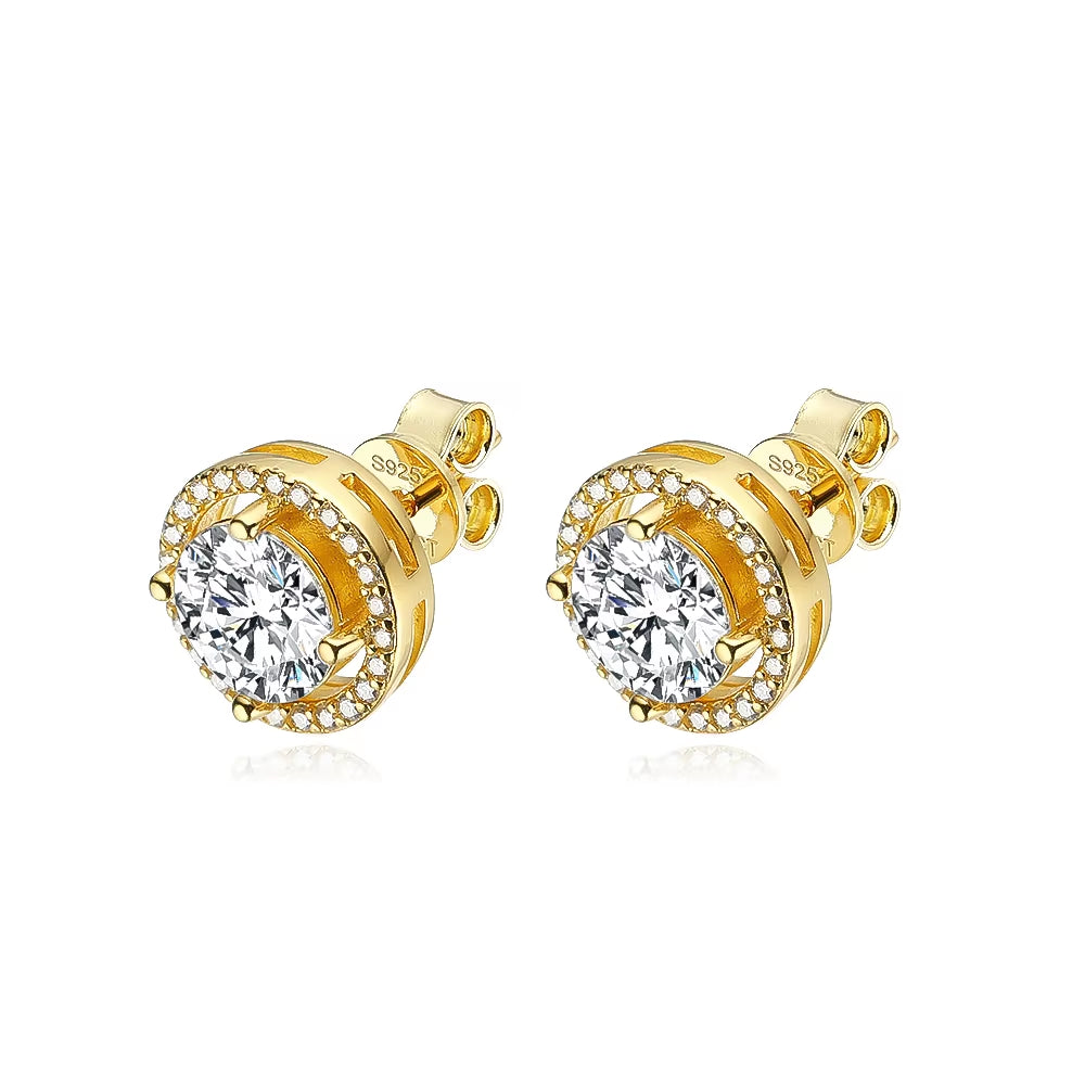 100% 925 Sterling Silver 0.5-2 Carat Moissanite Stud Earrings for Women D Color Diamond Earring Sparkling Fine Jewelry