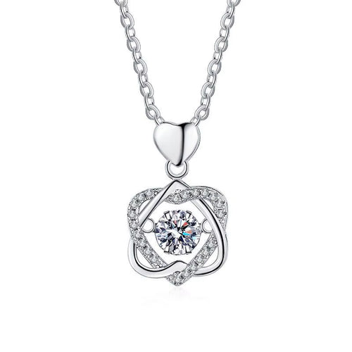 0.5Ct GRA Moissanite Necklace for Women Sparkling Simulated Diamond Pendant Beating Heart S925 Silver Fine Jewelry Gift