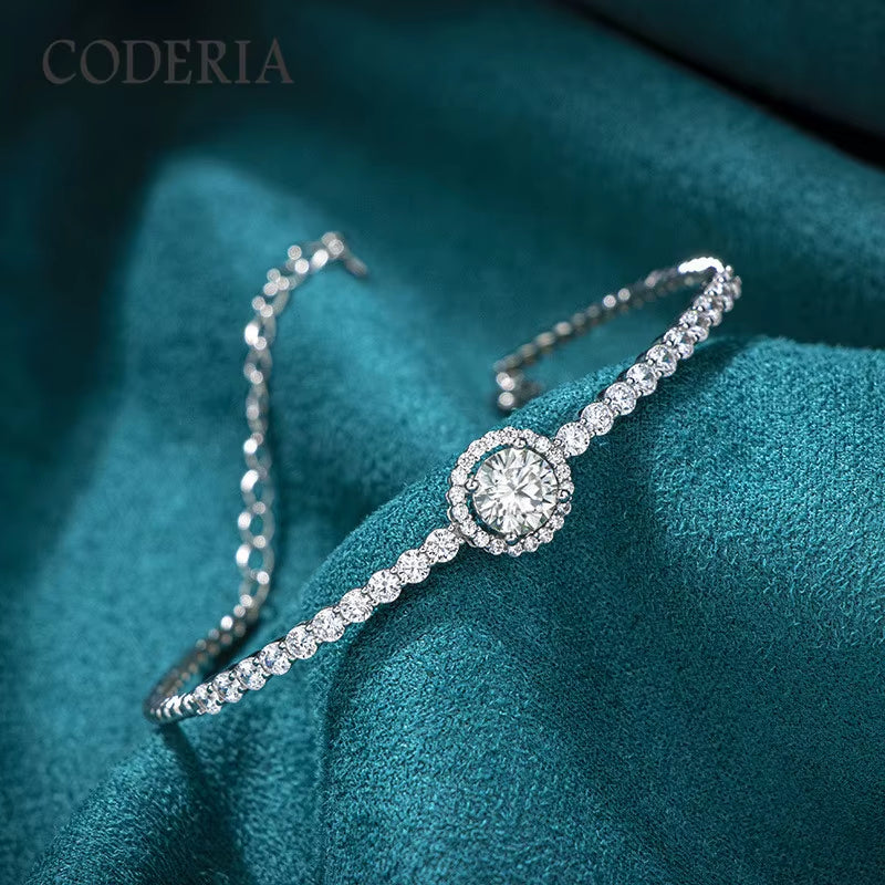 High Sterling Silver Solid Bracelet 0.5 Carat Moissanite Women Girls Bracelet Suitable for Birthday Party Gifts Luxury Jewelry