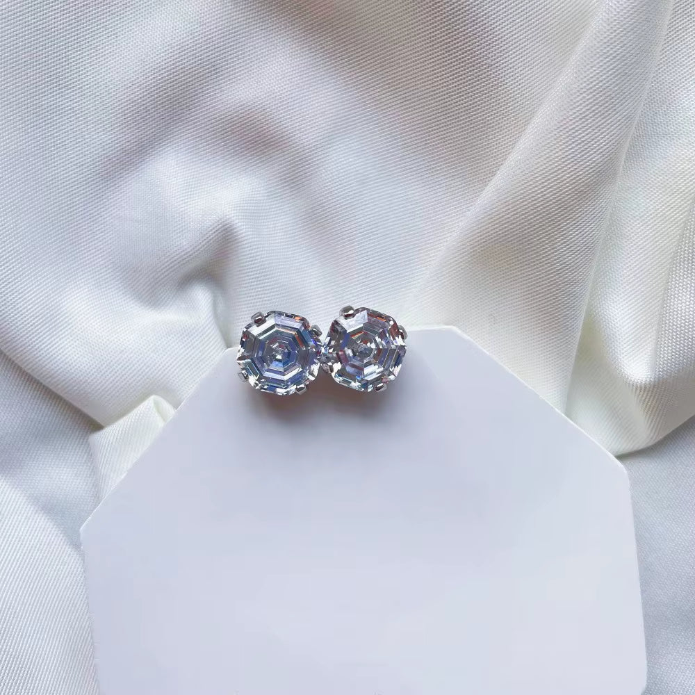 925 Sterling Silver Asscher Cut High Carbon Diamonds Gemstone Party Ear Studs Earrings for Women Fine Jewelry Gifts