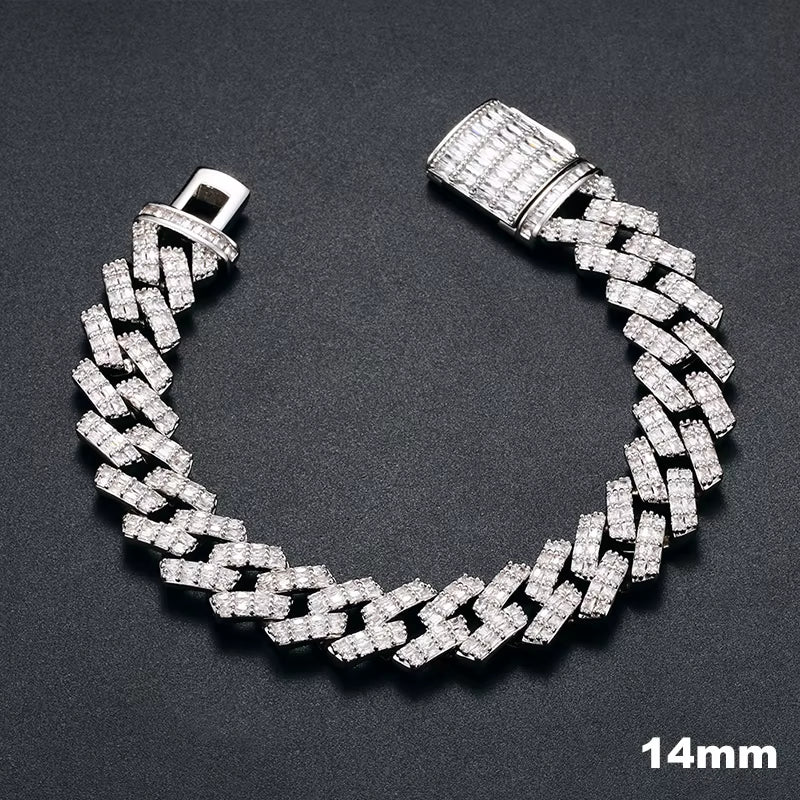 D VVS All Moissanite Cuban Hip Hop Bracelet for Men 6/8/10/12/14/20Mm Full Diamond 925 Sterling Silver Teen Girls Iced Out Chain