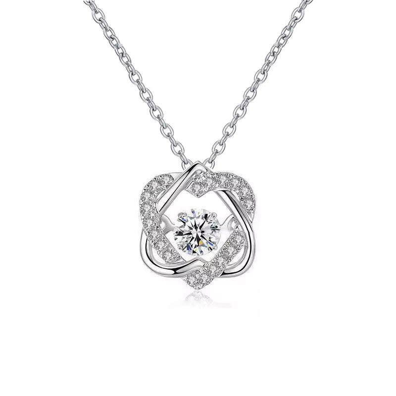 0.5Ct GRA Moissanite Necklace for Women Sparkling Simulated Diamond Pendant Beating Heart S925 Silver Fine Jewelry Gift