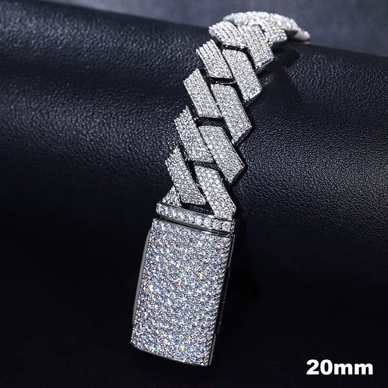 D VVS All Moissanite Cuban Hip Hop Bracelet for Men 6/8/10/12/14/20Mm Full Diamond 925 Sterling Silver Teen Girls Iced Out Chain