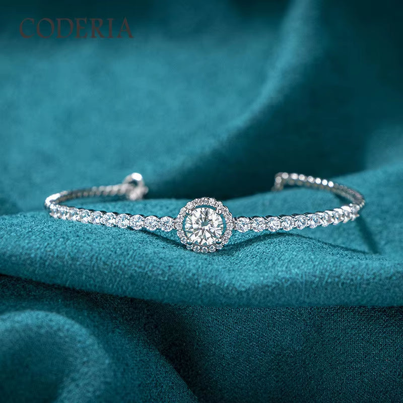High Sterling Silver Solid Bracelet 0.5 Carat Moissanite Women Girls Bracelet Suitable for Birthday Party Gifts Luxury Jewelry