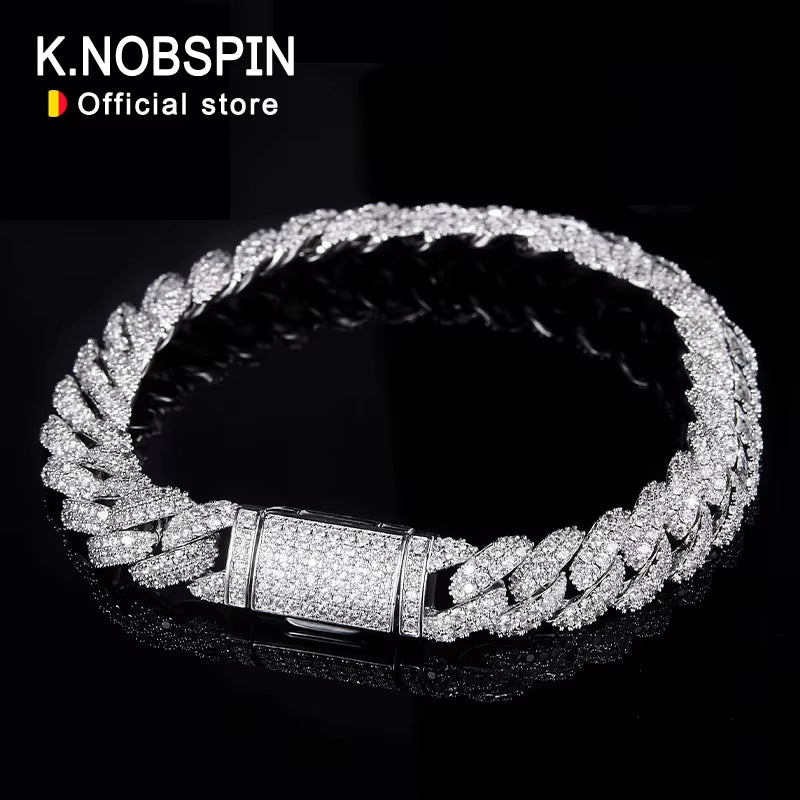 All Moissanite Cuban Hip Hop Bracelet for Men 6Mm 8Mm Full Diamond with GRA 925 Sterling Silver Teen Girls Chain