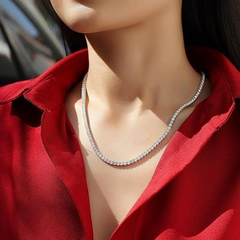 Accessories Moissanite Tennis Necklace for Men Women 3-5Mm D Color Diamond Chains Sterling Silver Chain