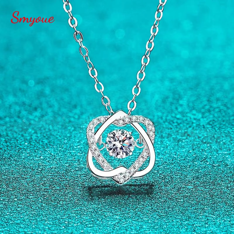 0.5Ct GRA Moissanite Necklace for Women Sparkling Simulated Diamond Pendant Beating Heart S925 Silver Fine Jewelry Gift