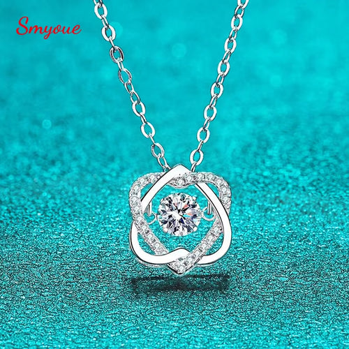 0.5Ct GRA Moissanite Necklace for Women Sparkling Simulated Diamond Pendant Beating Heart S925 Silver Fine Jewelry Gift