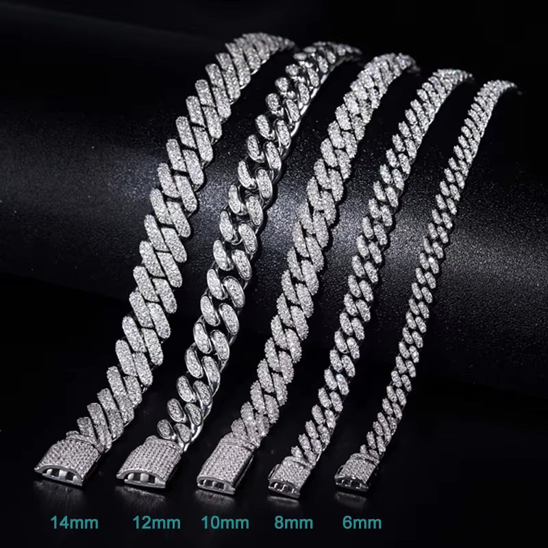 All Moissanite Cuban Hip Hop Bracelet for Men 6Mm 8Mm Full Diamond with GRA 925 Sterling Silver Teen Girls Chain