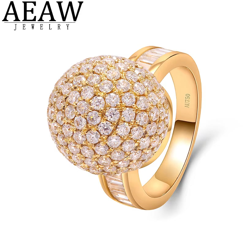 AEAW Solid 10K White Yellow Gold DF Color Moissanite Engagement Ring Ball Moissanite Band for Women Ladies Ring