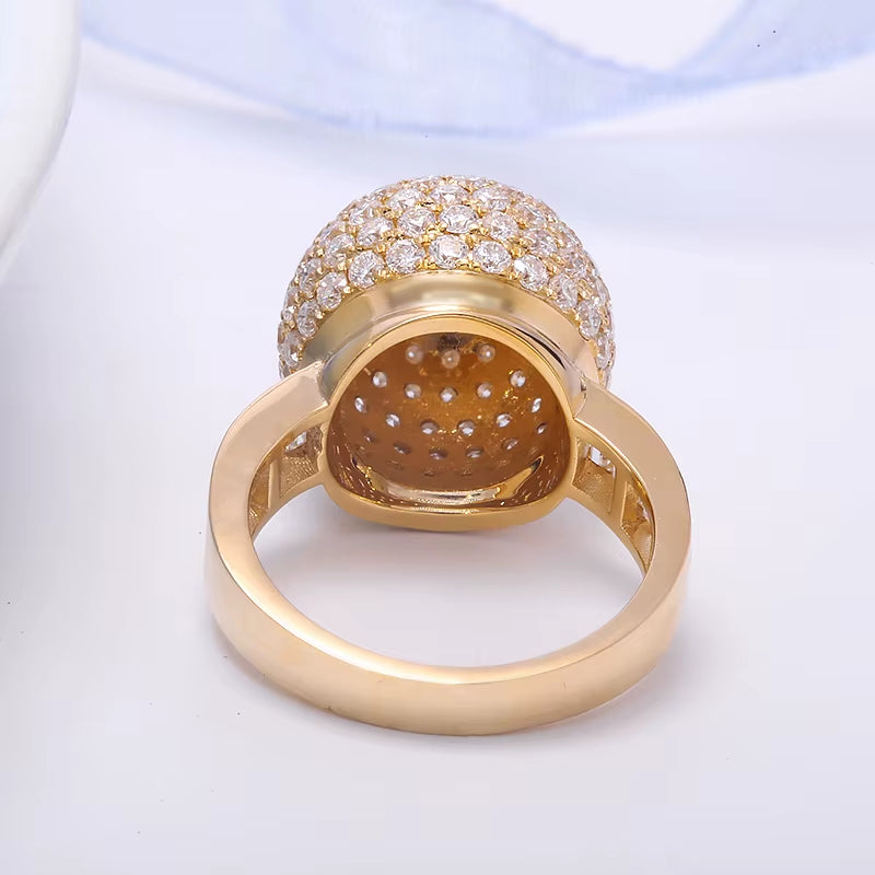 AEAW Solid 10K White Yellow Gold DF Color Moissanite Engagement Ring Ball Moissanite Band for Women Ladies Ring