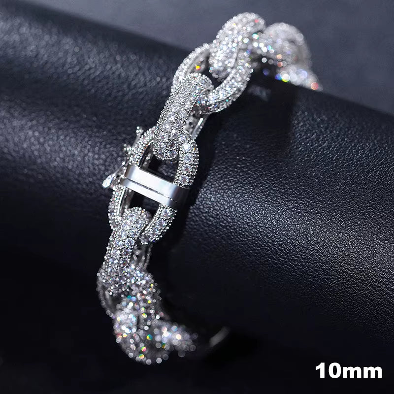 D VVS All Moissanite Cuban Hip Hop Bracelet for Men 6/8/10/12/14/20Mm Full Diamond 925 Sterling Silver Teen Girls Iced Out Chain