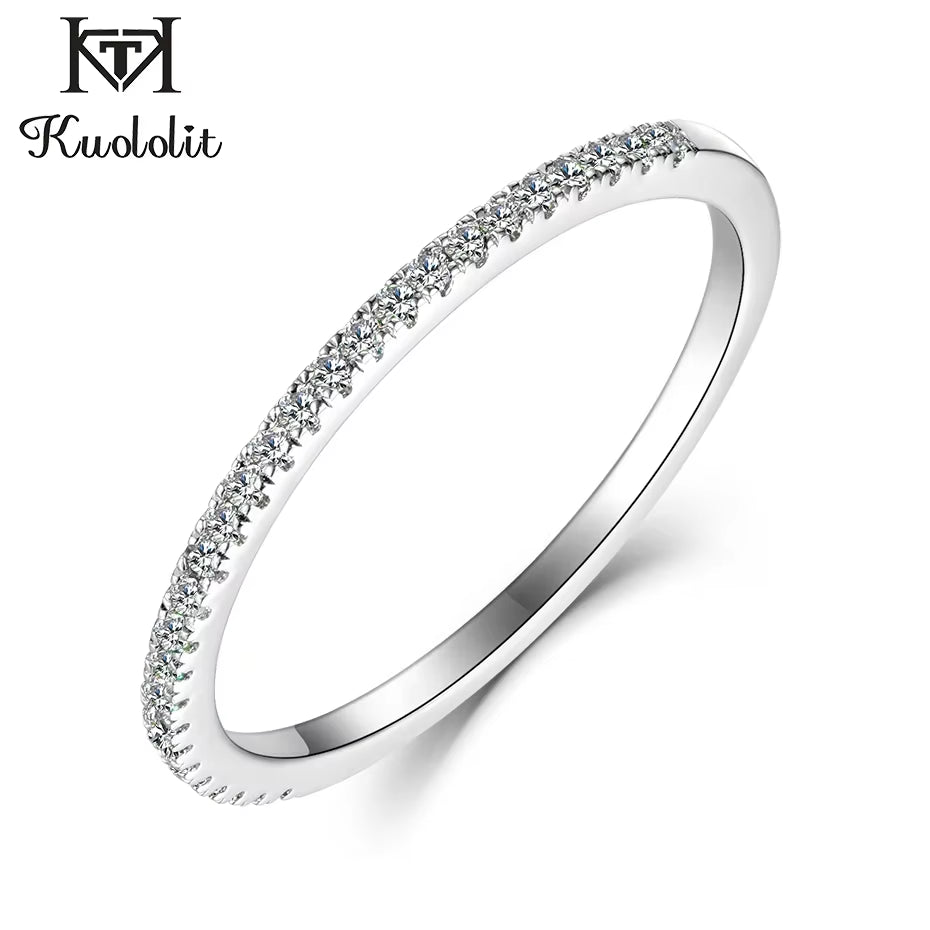585 14K 10K Solid Gold 100% Moissanite Rings for Women 100% Hand Setting Matching Half Eternity Wedding Band Engagement