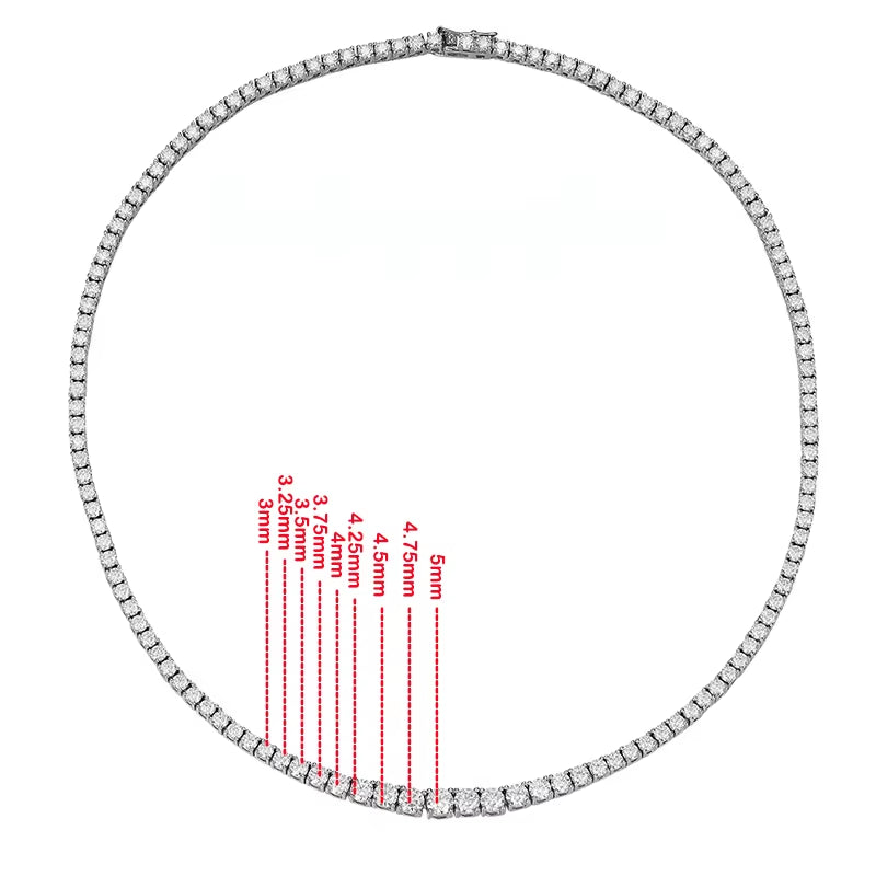 14-24Inch All Moissanite Tennis Necklace for Men Women 100% Solid Silver Plated 18K Gold Praty Luxury Quality Jewelry GRA