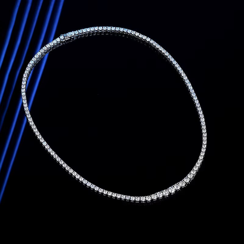 14-24Inch All Moissanite Tennis Necklace for Men Women 100% Solid Silver Plated 18K Gold Praty Luxury Quality Jewelry GRA
