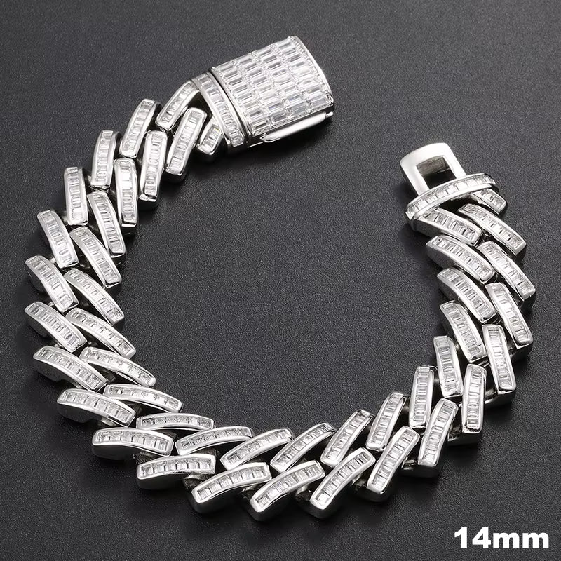 D VVS All Moissanite Cuban Hip Hop Bracelet for Men 6/8/10/12/14/20Mm Full Diamond 925 Sterling Silver Teen Girls Iced Out Chain