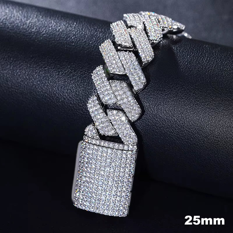 D VVS All Moissanite Cuban Hip Hop Bracelet for Men 6/8/10/12/14/20Mm Full Diamond 925 Sterling Silver Teen Girls Iced Out Chain