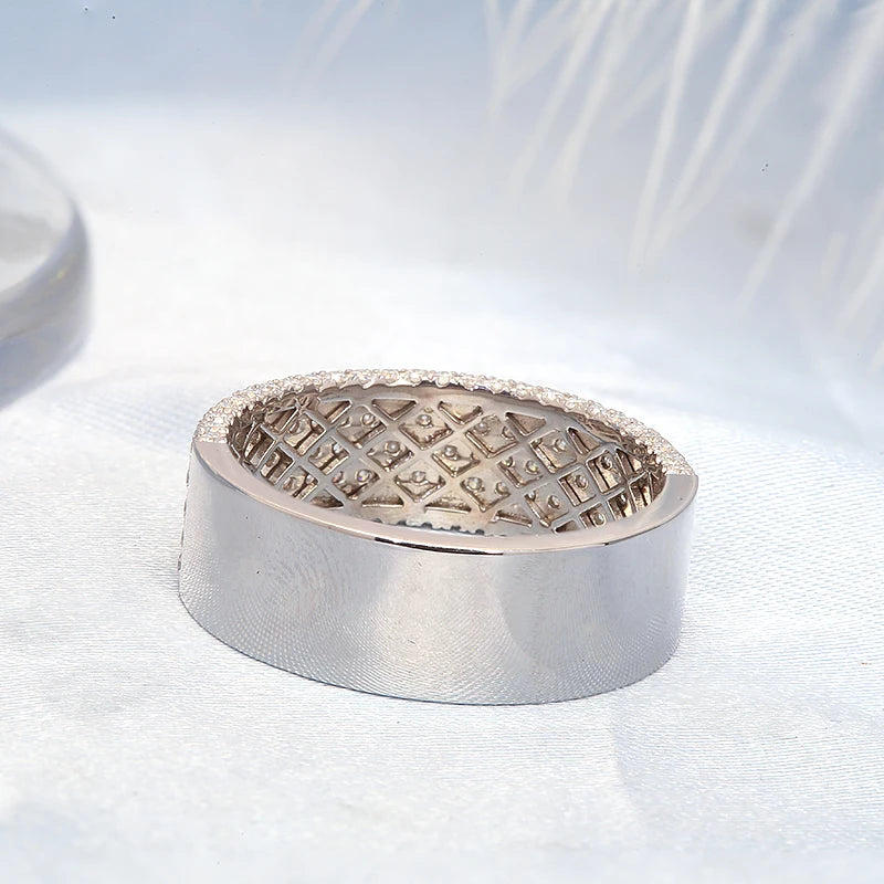 AEAW Moissanite 14K 10K White Gold Ring for Women Men Luxury Ring for Engagement Wedding Party