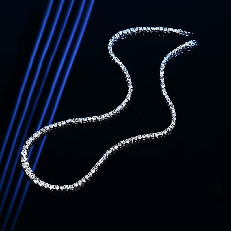 14-24Inch All Moissanite Tennis Necklace for Men Women 100% Solid Silver Plated 18K Gold Praty Luxury Quality Jewelry GRA