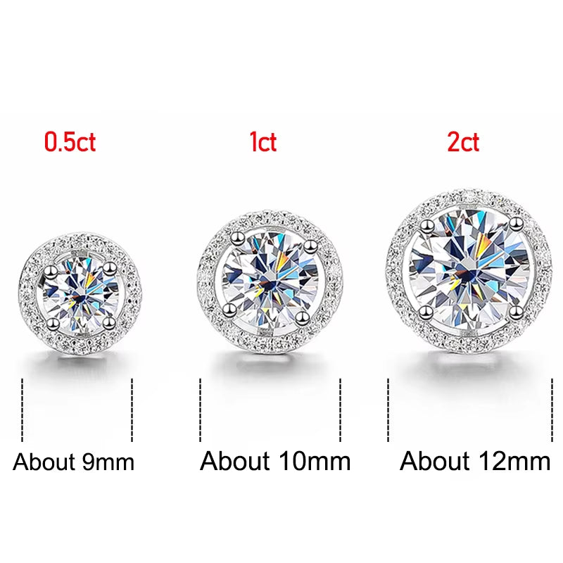2CT Certified Moissanite Stud Earrings for Women Platinum Plating Sterling Silver Diamond Ear Studs Wedding Fine Jewelry